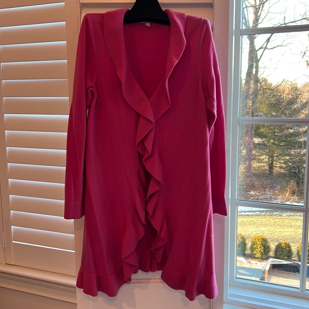 Lily Pulitzer cashmere ruffle sweater pink
